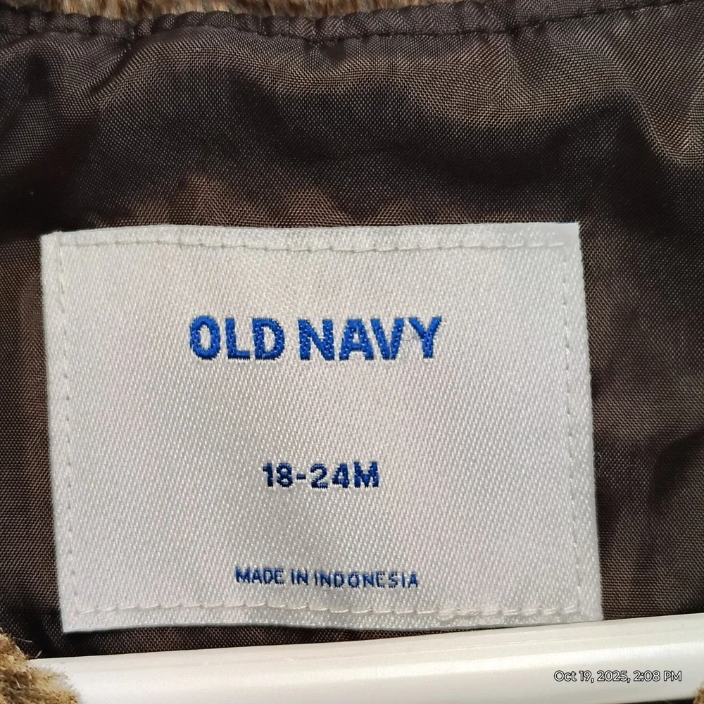 Old Navy Girls Faux Fur Vest Toddler 18-24 Months Brown Fuzzy - Cozy - Picture 4 of 6